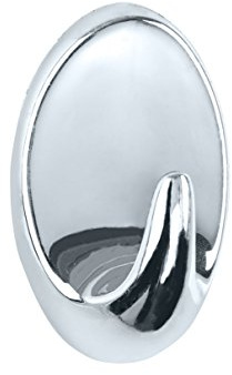 WENKO Maxi-Haken Chrom 2er Set - 2er Set, Wandhaken, Kleiderhaken zum Ankleben, Kunststoff, 3 x 5 x 2.5 cm, Chrom