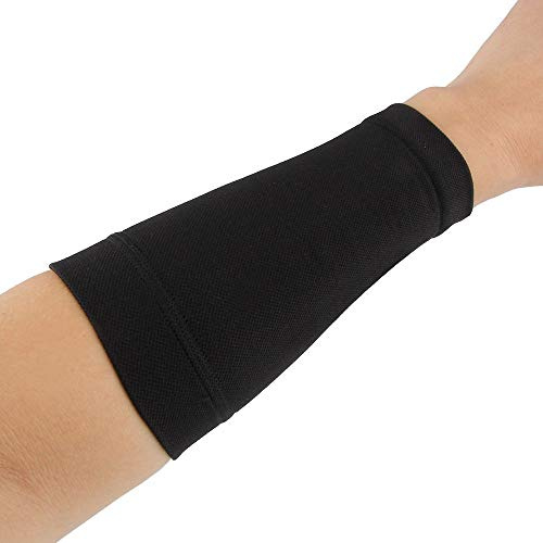 Beauty7 – underarm tatuering skydd unisex armskydd armstöld andas armband sportstulpe Tattoo cover up sleeve front sleeve färg: svart/hudfärg storlek: M/L Größe: M, 2 Stücke svart