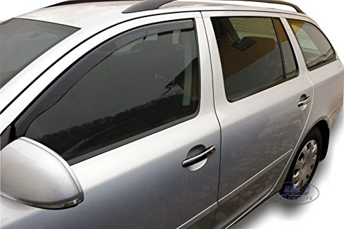 J&J AUTOMOTIVE Windabweiser passend für Skoda Octavia 2 4/5-Türer 2004-2012 2tlg, Heko Regenabweiser Vorne Getönt Dunkel Passform