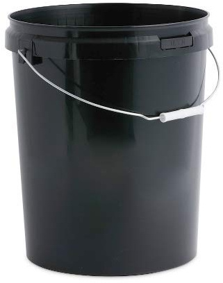 3 X 25 Litre Black Plastic Buckets with LIDS and Metal Handle, Hard Wearing Bucket