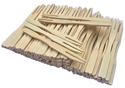 Excellent Houseware Party-Cocktaillöffel, Fingerfood, Essenspieße aus Holz und Bambus, 100 Stück