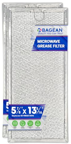 Microwave Filter Replacement 13.3 x 5.85 WB06X10596 GE Microwave Filter Fits Whirlpool Samsung Maytag - Aluminum Mesh Screen Grease Filters - Filters Air Entering Over the Range Oven Vent Fan (2-Pk)