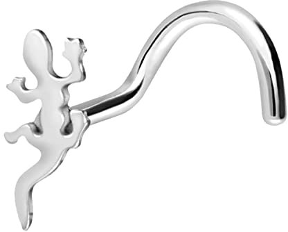 PIERCINGLINE Chirurgenstahl Nasenpiercing Gecko Piercing Nase Stecker Farbauswahl