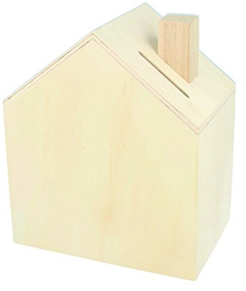 Artemio 14002221 Spardose zum Dekorieren Haus Holz 12 x 14,5 x 8 cm