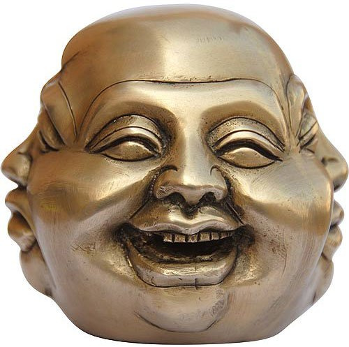 DakshCraft Estatua de Buda de latón coleccionable, 4 caras de escultura sonriente, enojada y triste, 10,16 x 10,16 x 10,16 cm