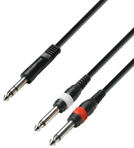 Adam Hall Cables 3 STAR YVPP 0600 - Câble Audio Jack 6,35 mm stéréo vers 2 x Jack 6,35 mm mono 6 m