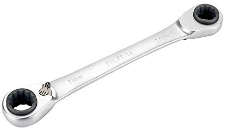 Alyco 191634 - Llave estrella 4 en 1 con carraca reversible 72 dientes Cr-V satinado mate 16x17 / 18x19 mm