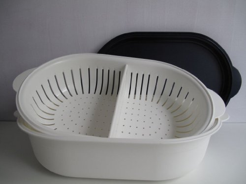 TUPPERWARE Küchenhelfer Sieb Super Servierstar 4,0 L dunkelblau-weiß Küchenchef