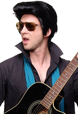 WIG ME UP- Peluca para hombres King Rockabilly tupé patillas negra los años 50 Rock'n'roll F331A-1B