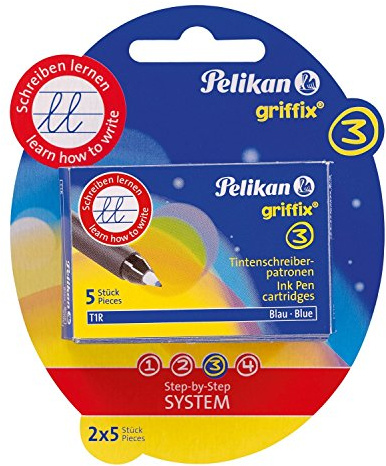 Pelikan 960575 - Griffix Tintenschreiber Patronen 4 x 5 Stück 2 Blisterpackungen im Sparpack (2 x 2er Blister)
