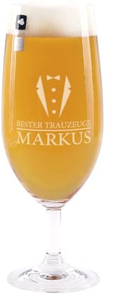Herz & Heim® Bierglas mit Gratis Gravur für den Trauzeugen als Dankeschön Motiv Bester Trauzeuge