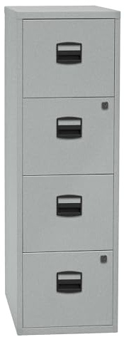 Bisley Home Armoire dossiers Suspendus PFA, 4 tiroirs HR, 355, Argent, 40 x 41,3 x 132,1 cm
