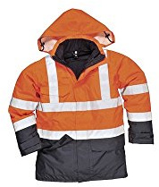 Portwest S779 Bizflame Regn Hi-Vis Multi-Protection Jacka, Orange/Marinblå, Storlek XL