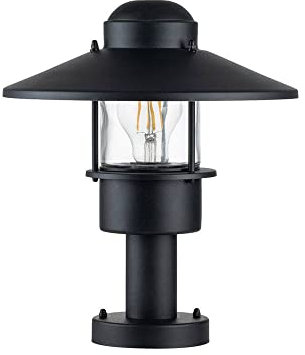 Elstead Lighting KLAMPENBORG-PED-BK Sockelleuchte Klampenborg E27 40W IP44 Edelstahl, klares Glas; schwarz B:27.5cm Ø27.5cm dimmbar