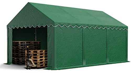 TOOLPORT Carpa almacén 3x6 m PVC 700 N Impermeable Verde Oscuro Carpa de Almacenamiento