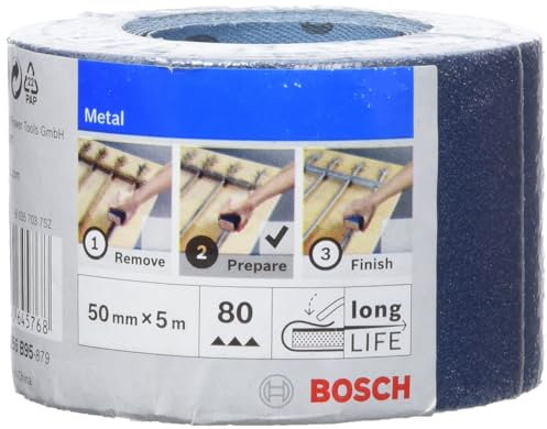 Bosch Accessories 2609256B95 Rouleau abrasif pour métal 50 mm x 5 m P80