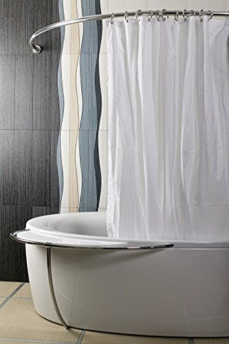 Ekershop ALU EINTEILIG Duschvorhangstange Bogenstange 120x 120 Chrom/Silber verchromt Oval Stange Eckduschstange ovalstange