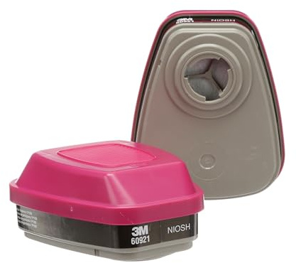 3M 60921 P100 Respirator Cartridge/Filter, NIOSH Approved, 1 Pair, OV/P100, Helps Protect Against Organic Vapors, Asbestos, Silica, and Particulates, Painting, Chemical Clean-up, Maintenance