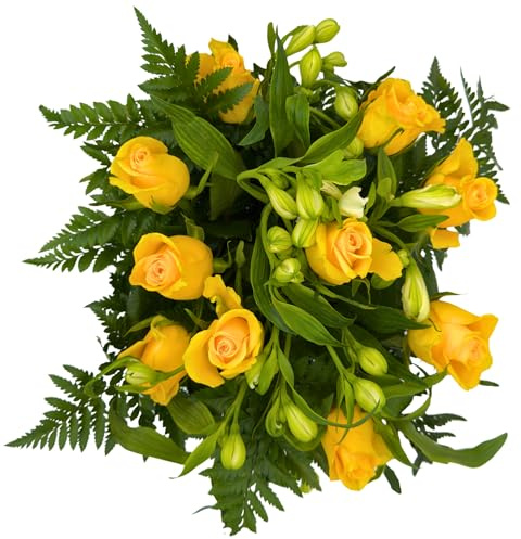 Homeland Florists Bright Yellow Rose & Alstroemeria Bouquet, Send Beautiful Fresh Flowers with a Handwritten Gift Card
