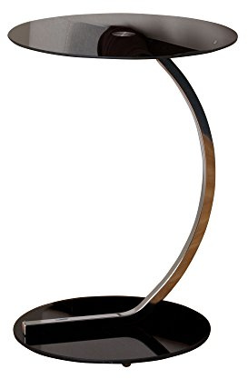 ASPECT Merlin Clear Glass Round Table, Chrome, Black