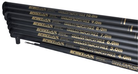 Asta telescopica per bandiera e manica a vento, con estremità solida, 6 m