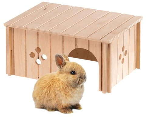 Ferplast Maison en Bois pour Lapins, Cochons d’Inde et Hamsters Sin 4646, Bois Certifié FSC®, Fenêtre de Ventilation, Montage sans Outils, 33 x 23,6 x H 16 cm, Taille L