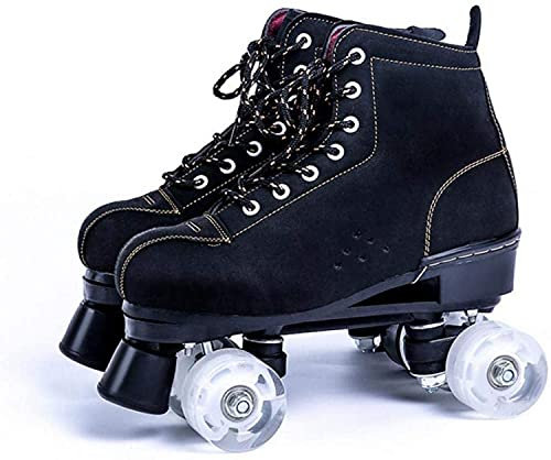 Damen Rollschuhe Schwarz High-Top Rollschuhe Zweireihige Rollschuhe Rollschuhe Vierrädrige Rollschuhe Fun Shiny Rollschuhe Für Erwachsene, Jungen, Mädchen C,40