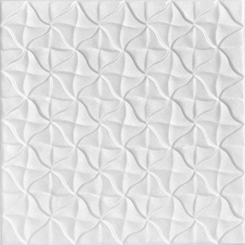 A La Maison Ceilings R55 Granny's Pinwheel Foam Glue-up Ceiling Tile (21.6 sq. ft./Case), Pack of 8, Plain White