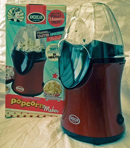 1950's Retro Style American Originals Popcorn Maker - MODEL: EK1602ASD Red - Powerful 1200 watts (1.2Kw) - UK Model (Large (29cm / 11.5), Red/Black)