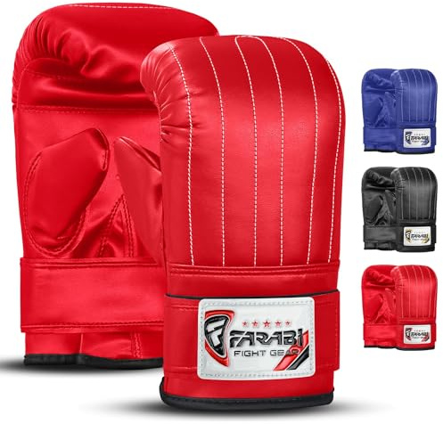 Farabi sport boxningssäck vantar boxningshandskar mma träning (röd, Large)