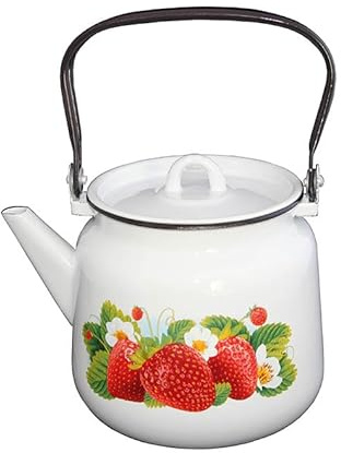 Emaille Teekanne Kaffeekanne 3,5 Liter mit Motiv emailliert Retro Nostalgie Geschirr