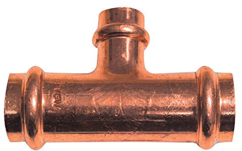Cornat Press-T-Stück, Kupfer mit reduziertem Abgang, 3 Muffen, A 22 mm, B 15 mm, 1 Stück, T65302215B Bronze