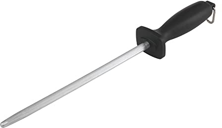 Smith’s 9-Inch Sharpening Steel – High-Carbon Steel Knife Sharpener – Hanging Hook – Protective Hand Guard – Quick Straight Blade Sharpening