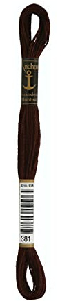 Anchor Sticktwist 4635000-00381 dunkelbraun Stickgarn, 100% Baumwolle