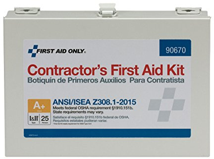 First Aid Only 90670 25-Person ANSI A+ Contractor's Emergency First Aid Kit for Home Renovation, Job Sites, and Construction Vehicles, 182 Pieces
