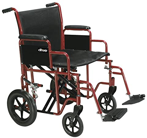 Drive Medical BTR22-R Bariatric Heavy-Duty Transport Wheelchair, Red