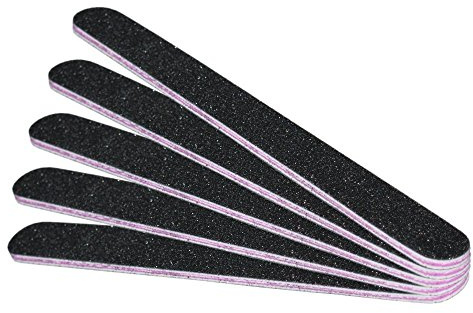 5x Profifeile Nagelfeile gerade schwarz Körnung 80/80 - Kern pink/rot