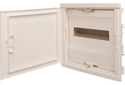 Coffret mini encastré 1 rangée 6+2 modules - porte isolante blanc RAL9010