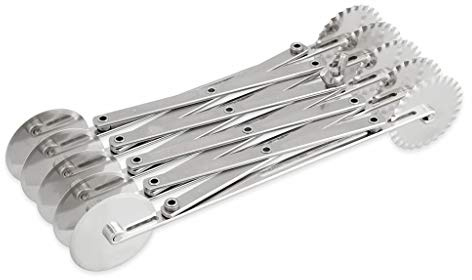 Thermohauser 5000268845 Tagliapasta (Acciaio Inossidabile), 5 Pezzi, con Ruote Ondulate e Lisce, Dimensioni Ruota: 5,5 cm, Inox