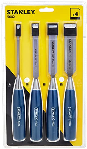 STANLEY 4 Piece Steel Blade Chisel Set Includes 6/12/18/25mm, 0-16-129