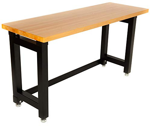Seville Classics Garage Hardwood Workbench Commercial Quality German Beech Timber Top