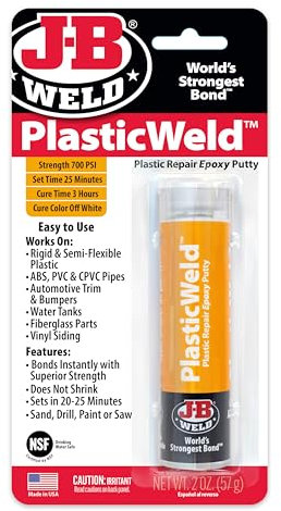 JB WELD 8237UK JB8237 Plastic Weld Fast-Setting Off White Multi Purpose Reinforced Epoxy Putty, 57 G