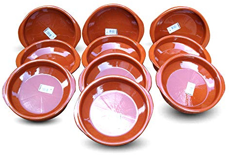 Set of 10 Spanish Terracotta Tapas Dishes/Cazuelas - 20cm Diameter