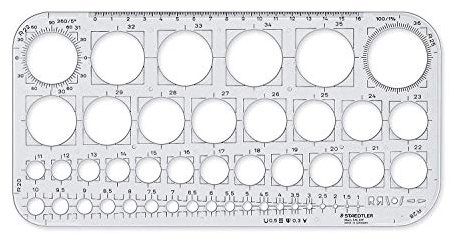 Staedtler Mars - Cerchiometro Disegno Tecnico, Cerchiografo con Righello Geometrico, Normografo Trasparente in Plastica Ideale per Disegno Tecnico - Materiale Scolastico e Cose per La Scuola