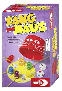 Noris 606144011 Fang die Maus - Kinderspiel ab 4 Jahre – das beliebte Reaktionsspiel für die Ganze Familie - für 3-4 Spieler