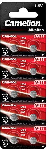 Camelion 12051011 Celdas sin Mercurio alcalinas de botón AG11/LR58/lr721/362 (1,5 V, 10 Unidades)