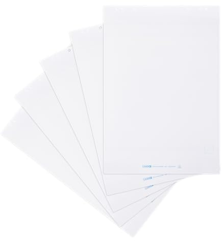 Landré Flipchart-Papier, blanko, mit 20 Blatt je Block, 6 fach Lochung, 5 Stück
