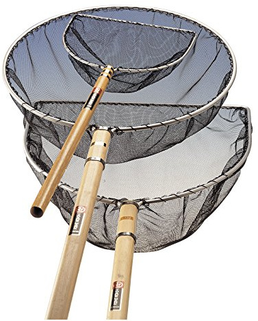 Japankescher halbrund Ø 30 cm, Holzstiel 60 cm schwarzes Netz, Maschenweite: fein