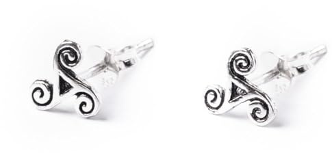 81stgeneration Pendientes de Botón de Trisquel de Plata de Ley 925 para Mujer | Pequeños Pendientes de Trisquel Celta | Joyería Tradicional Irlandesa | Pendientes Pequeños de Triple Espiral
