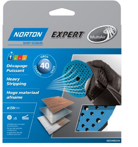 Norton Lot de 5 Disque auto-agrippants expert Diamètre 150 Grain 40